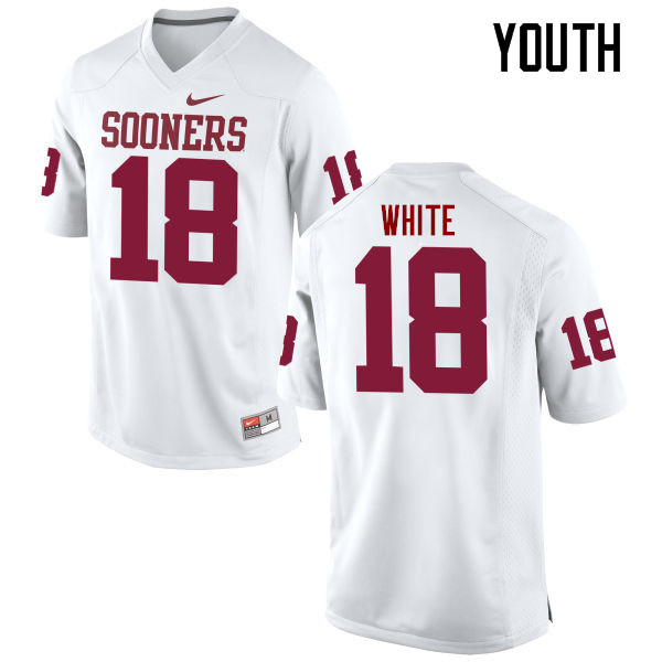 Youth Oklahoma Sooners #18 Jason White College Football Jerseys Game-White - Click Image to Close